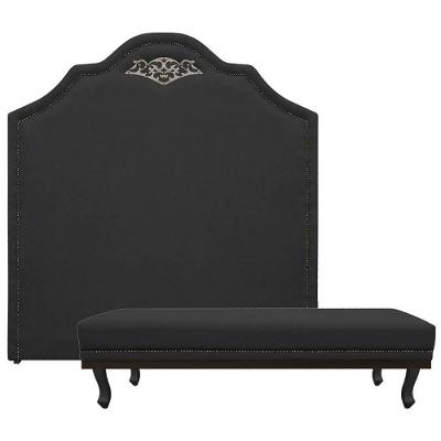 Kit Cabeceira E Calçadeira Queen P02 160cm Preto