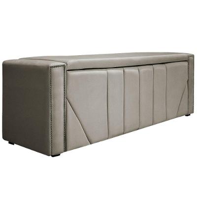 Calçadeira Baú Queen Minsk P02 160 Cm Para Cama Box Linho - Doce Sonho Móveis Bege