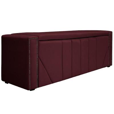 Calçadeira Baú Queen Minsk P02 160 Cm Para Cama Box Suede - Doce Sonho Móveis Bordô