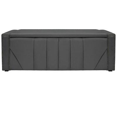 Calçadeira Baú Queen Minsk P02 160 Cm Para Cama Box Linho - Doce Sonho Móveis Cinza Escuro