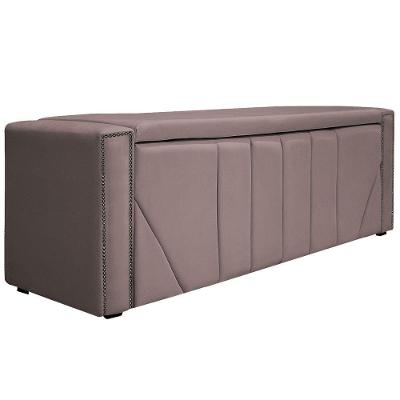 Calçadeira Baú Queen 160 Cm Para Cama Box Linho Rosê