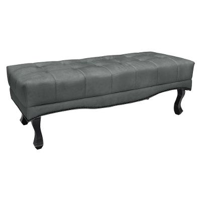 Calçadeira Recamier Queen 1,60m Vicenza Veludo Cinza Chumbo