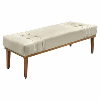 Calçadeira Recamier Queen 1,60m Gênova Veludo Bege