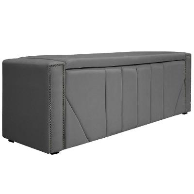 Calçadeira Baú Casal 140 Cm Para Cama Box Suede Cinza