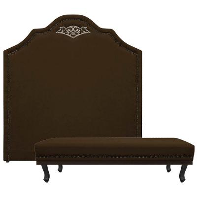 Kit Cabeceira E Calçadeira Solteiro 90Cm Para Box Marrom