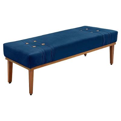 Calçadeira Recamier Queen 1,60m Gênova Suede Azul Marinho