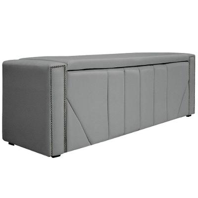 Calçadeira Baú Casal 140 Cm Para Cama Box Corano Cinza