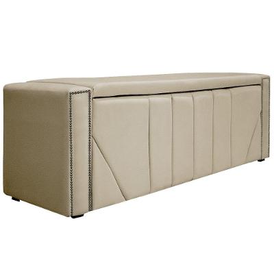 Calçadeira Baú Casal 140 Cm Para Cama Box Corano Bege