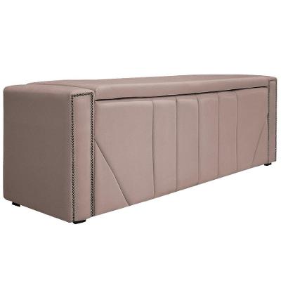 Calçadeira Baú Casal 140cm Suede Rosê