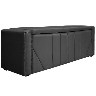 Calçadeira Baú Casal 140 Cm Para Cama Box Linho Cinza Escuro