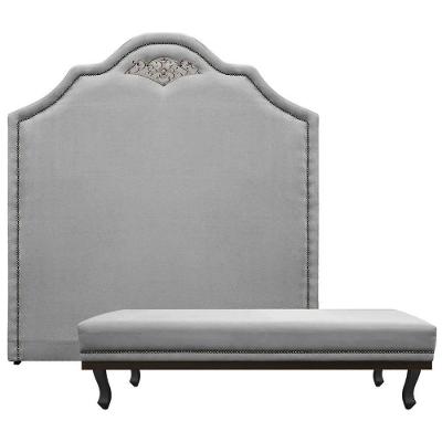 Kit Cabeceira E Calçadeira King 195 Cm Para Cama Box Cinza