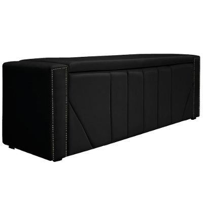 Calçadeira Baú Queen Minsk P02 160 Cm Para Cama Box Suede - Doce Sonho Móveis Preto