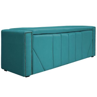 Calçadeira Baú Solteiro Minsk P02 90cm Cama Box Azul Turquesa