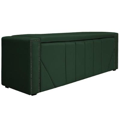 Calçadeira Baú Queen Minsk P02 160 Cm Para Cama Box Suede - Doce Sonho Móveis Verde
