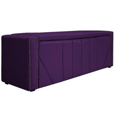Calçadeira Baú Queen Minsk P02 160 Cm Para Cama Box Suede - Doce Sonho Móveis Roxo