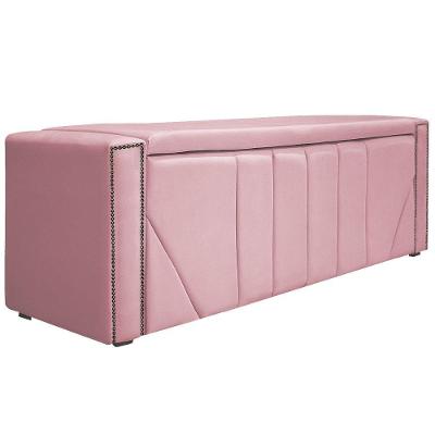 Calçadeira Baú Queen Minsk P02 160 Cm Para Cama Box Suede - Doce Sonho Móveis Rosa Bebê