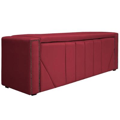 Calçadeira Baú Queen Minsk P02 160 Cm Para Cama Box Suede - Doce Sonho Móveis Vermelho