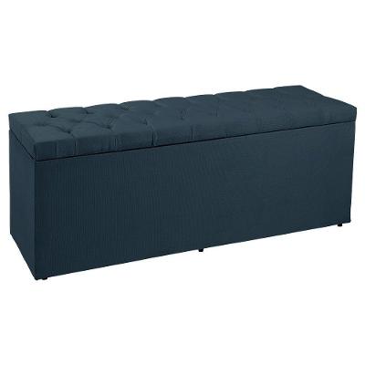 Calçadeira Recamier Baú King 1,95M Madrid Suede Azul Marinho