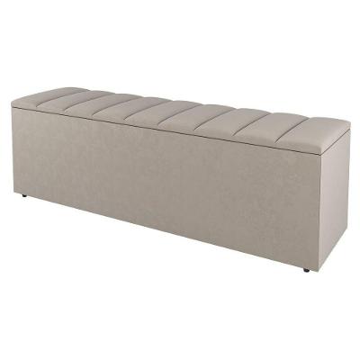 Calçadeira Baú Casal Cora 140Cm Suede Bege - Desk Design