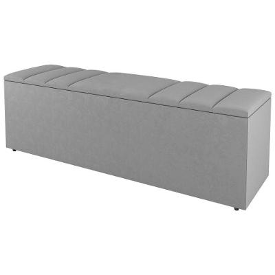 Calçadeira Baú Casal Grace 140Cm Suede Cinza Claro