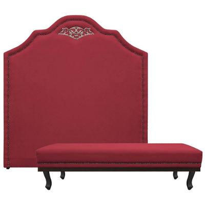 Kit Cabeceira E Calçadeira King Orlando 195cm Vermelho