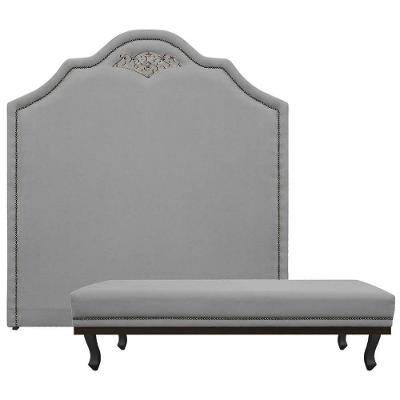 Kit Cabeceira E Calçadeira King Orlando 195cm Corano Cinza
