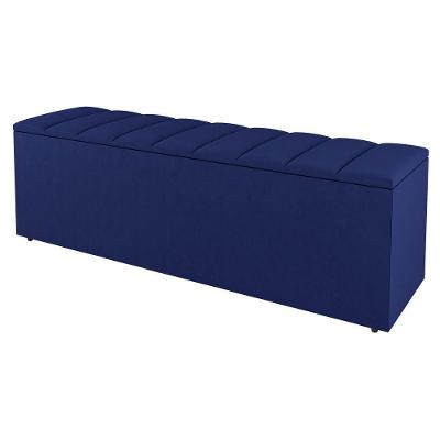 Calçadeira Baú Casal Cora 140Cm Suede Azul - Desk Design