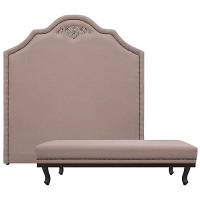 Kit Cabeceira E Calçadeira King Orlando P02 195cm Suede Rosê