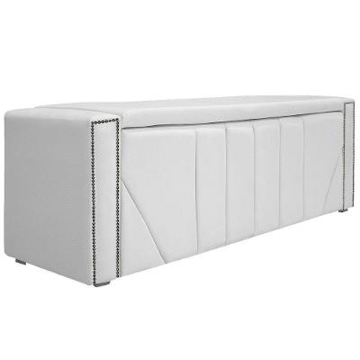 Calçadeira Baú Casal 140 Cm Para Cama Box Corano Branco
