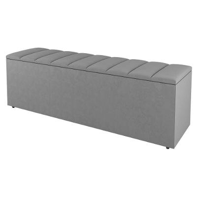 Calçadeira Baú King Size Cora 190Cm Suede Cinza Claro