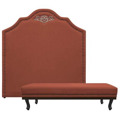 Kit Cabeceira E Calçadeira Casal P02 140cm Terracota