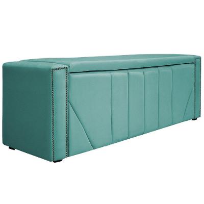 Calçadeira Baú Casal Minsk P02 140cm Cama Box Azul Tiffany