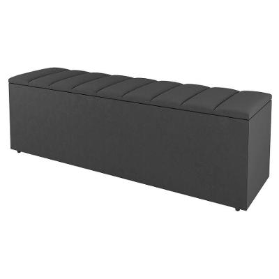 Calçadeira Baú Casal Cora 140Cm Suede Cinza Escuro