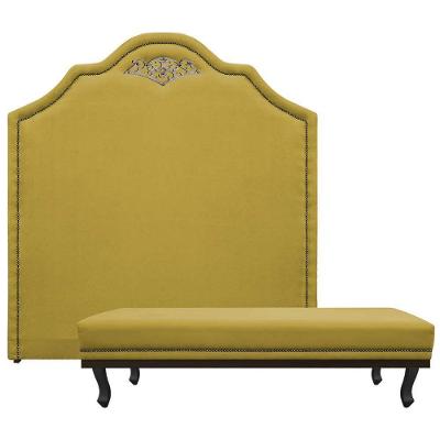 Kit Cabeceira E Calçadeira Queen P02 160cm Amarelo