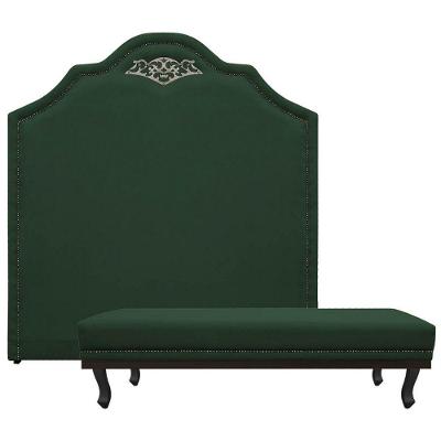 Kit Cabeceira E Calçadeira Casal P02 140cm Verde