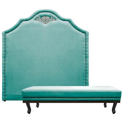 Kit Cabeceira E Calçadeira Casal P02 140cm Azul Tiffany