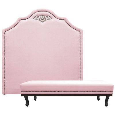 Kit Cabeceira E Calçadeira Casal P02 140cm Rosa Bebê