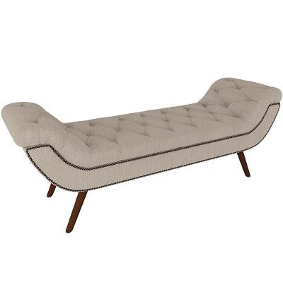 Puff Recamier Decorativo Com Tachas 195 Cm Santorini P05 Linho Creme - Lyam Decor