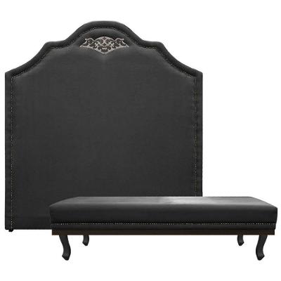 Kit Cabeceira E Calçadeira Queen P02 160cm Preto