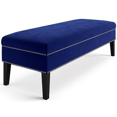 Banco Sofia 1,20M Com Tachas Suede Azul Marinho - Inova Decor