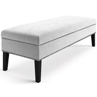 Banco Sofia 1,20M Com Tachas Suede Branco - Inova Decor