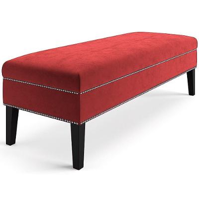Banco Sofia 1,40M Com Tachas Suede Vermelho - Inova Decor