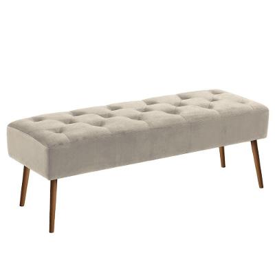 Banco Estofado Rubi 1,40M Suede Bege - Inova Decor