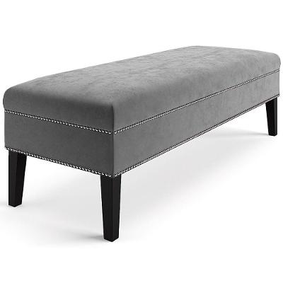 Banco Sofia 1,40M Com Tachas Suede Cinza - Inova Decor