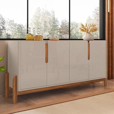 Buffet Agnes Off White/cedro 4 Portas Com Detalhe Curvo