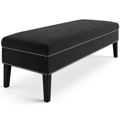 Banco Sofia 1,20M Com Tachas Suede Preto - Inova Decor