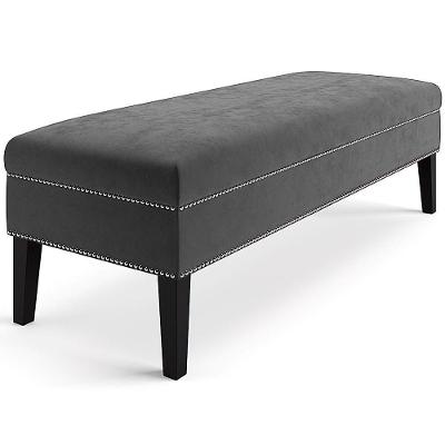Banco Sofia 1,20M Com Tachas Suede Grafite - Inova Decor