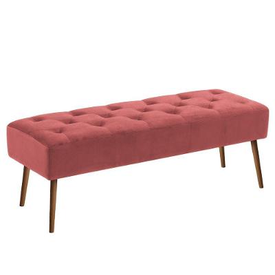 Banco Estofado Rubi 1,20M Suede Bege - Inova Decor