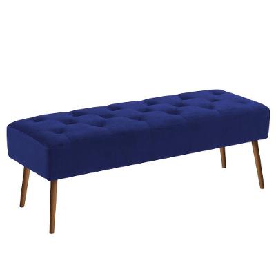 Banco Estofado Rubi 1,40M Suede Azul Marinho - Inova Decor