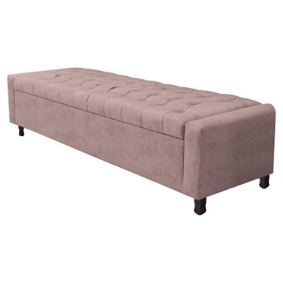 Calçadeira Baú Casal Everest P02 140 Cm Para Cama Box Linho - Amarena Móveis Cor Rosê